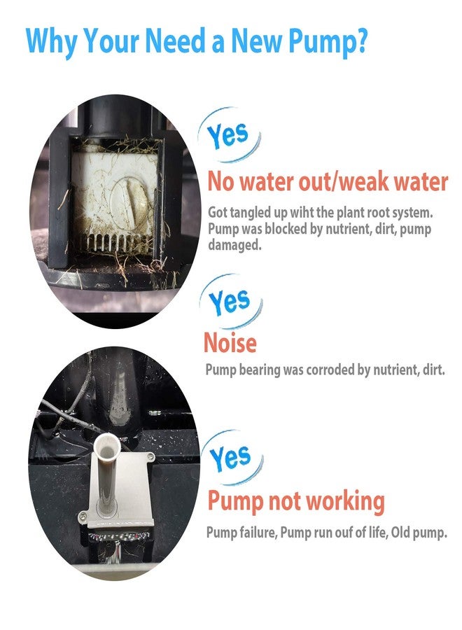 Ulrempart Aerogarden Replacement Pump Compatible with Harvest Bounty Farm Extra Ultra all models, Pump replacement model #200623, Included Extra 10 Pump Filters - Image 2